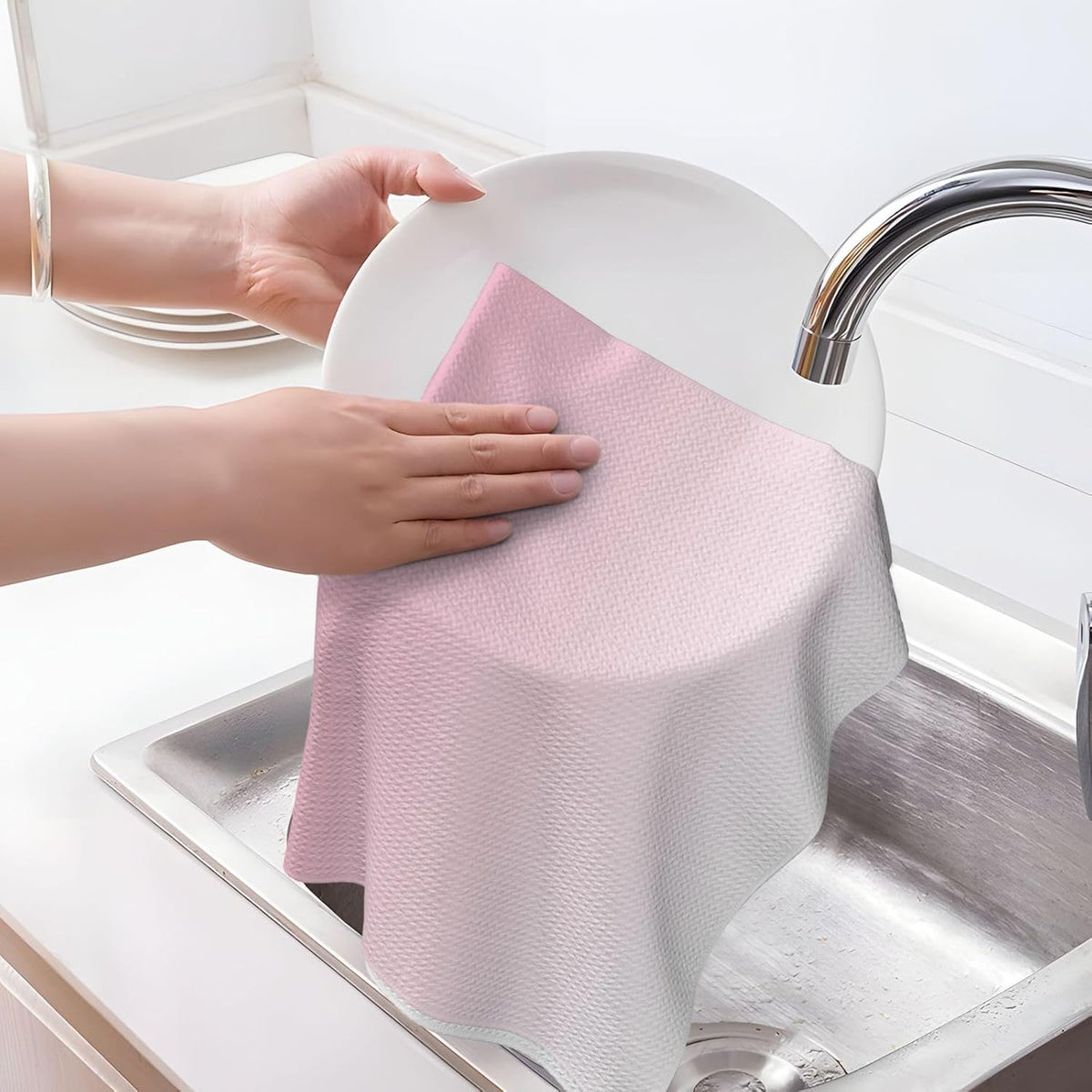 Pastel Blue and Pink Marble Texture Pattern Kitchen Towels Decorative,Soft Absorbent Dish Towels for Drying Dishes,for Kitchen Bathroom Farmhouse Home Decor 16"x26",Pastel Blue and Pink