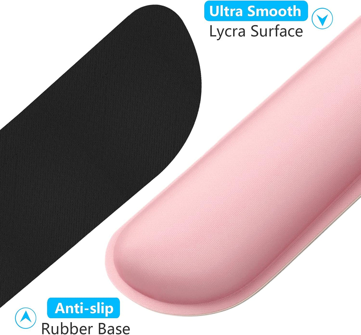 Enlarge Keyboard Wrist Rest, Memory Foam Keyboard Wrist Cushion for Computer Desk Mats Support, Typing Pain Relief Ergonomic Mouse Pad Rests with Non-Slip Base for Gaming, Laptop, Rose Pink