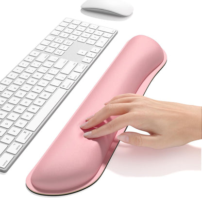 Enlarge Keyboard Wrist Rest, Memory Foam Keyboard Wrist Cushion for Computer Desk Mats Support, Typing Pain Relief Ergonomic Mouse Pad Rests with Non-Slip Base for Gaming, Laptop, Rose Pink