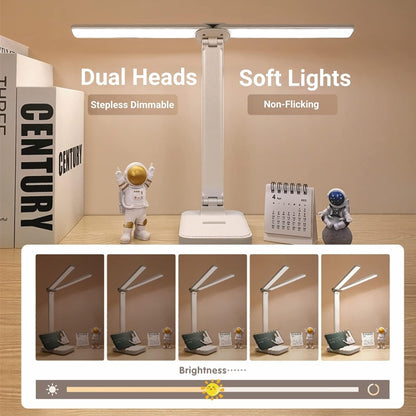 Pink Desk Lamp for Home Office,Portable Cute Small Desk Lamp with 3 Lighting Modes, Battery Operated Rechargeable Desk Light for Kids, Reading,Studying,Dormitory, Pink