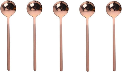 10 Pack Espresso spoons 18/10 Stainless Steel Teaspoons Set for Coffee Sugar Dessert Cake Ice Cream Soup Antipasto Cappuccino, 5.3 Inch Rose Gold