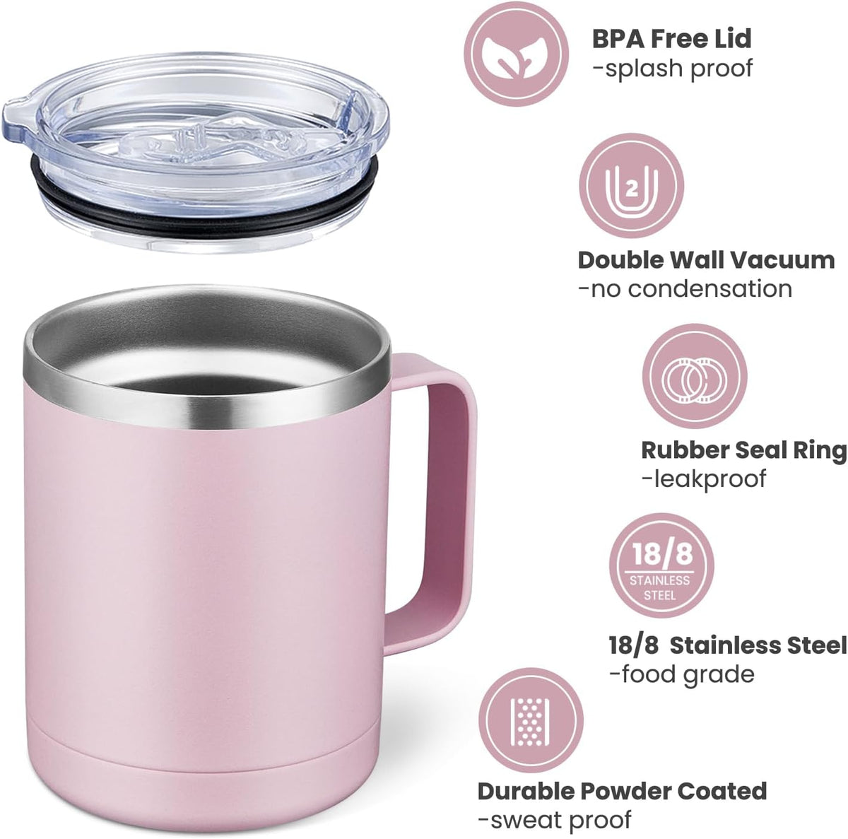 Coffee Mug With Handle,Coffee Tumbler,Coffee Cup… (1, Pink)