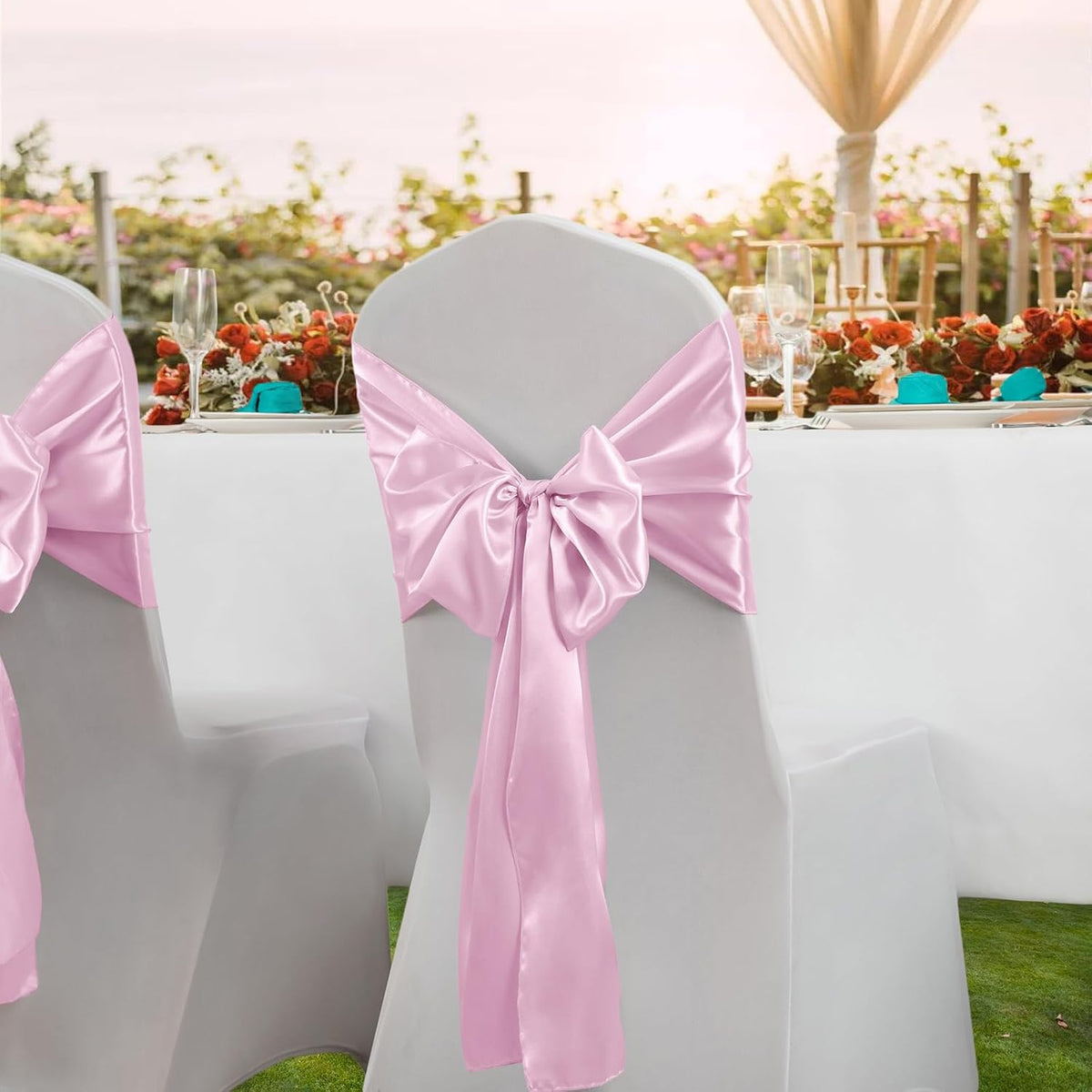 6 Pack Satin Runners 12 x 72 Inch, Light Pink