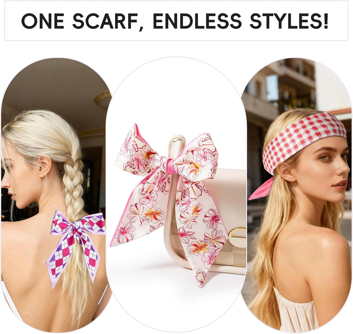 6 Pack Fashion Scarves for Women, Versatile Boho Head Scarf