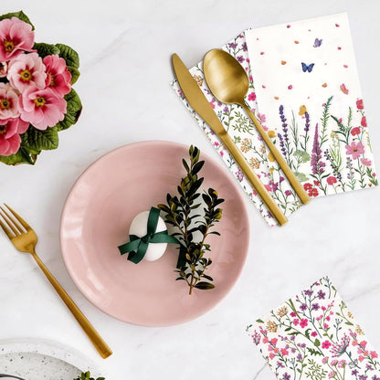 100Pcs Wildflower Paper Napkins, 2-Ply Decorative Floral Butterfly Guest Dinner Napkins Disposable Bathroom Hand Towels for Spring Birthday Tea Party Wedding Wildflower Party Decorations