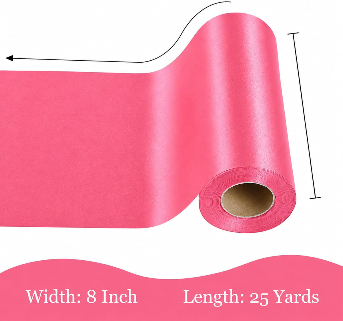 Wide Peach Pink Satin Ribbon 8 Inch x 25Yards Large Ribbon for Cutting Ceremony Grand Opening Chair Sash Table Large Bows Wedding Party Decoration