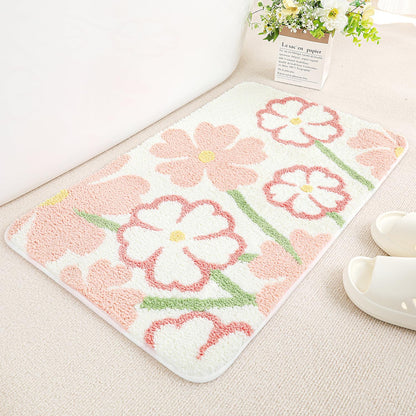 Floral Bath Mat 16x24, Soft Absorbent Microfiber Bath Rugs