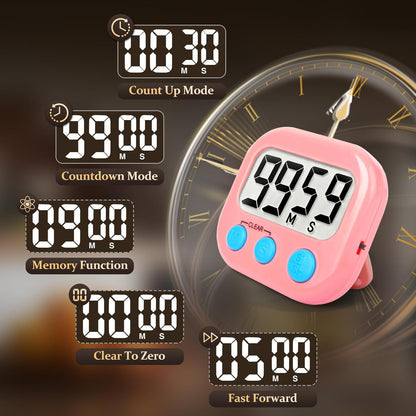 6 Pack Digital Kitchen Timer Small Classroom Timers for Kids Teachers (Blue&Pink)