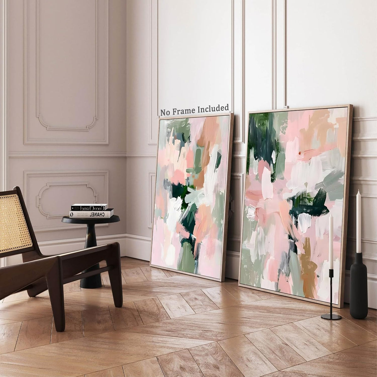 Abstract Pink Green Canvas Wall Art Colorful Abstract Pictures Pastel Pink Poster Aesthetic Watercolor Art Blush Pink Canvas Art Preppy Abstract Paintings for Living Room Girls Room 16x24inch No Frame