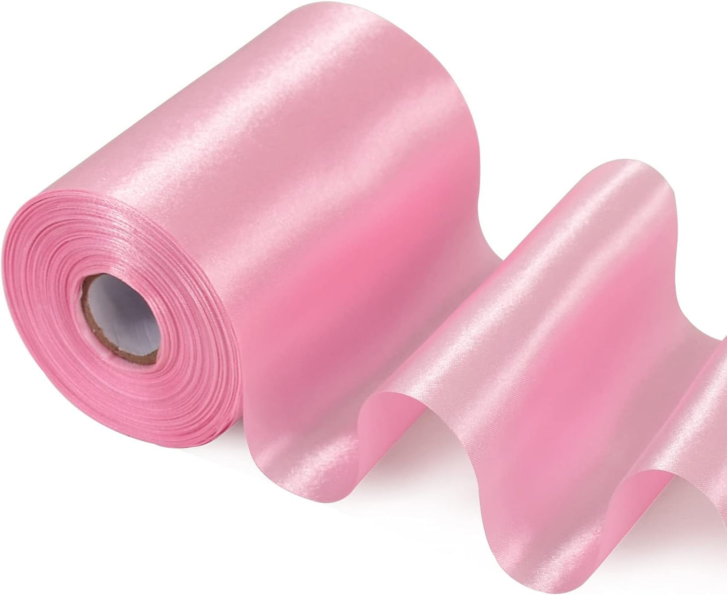 4 Inch Wide Pink Solid Satin Ribbon 22yd Fabric Large Ribbon for Cutting Ceremony Grand Opening Chair Sashes Table Hair Car Bows Floral Sewing Craft Gift Wrapping Wedding Party Decoration