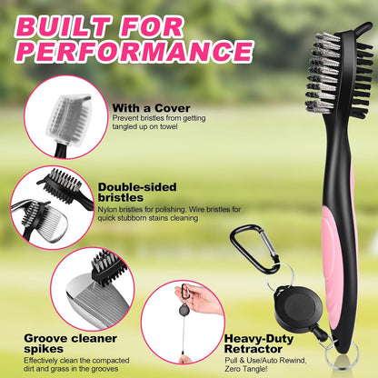15 Pcs Golf Accessories Kit, Includes Cleaner Brush Towel Tees Golf Ball Bag with Hook Divot Tool with Ball Marker, Golf Essentials Kit for Women Man Gifts
