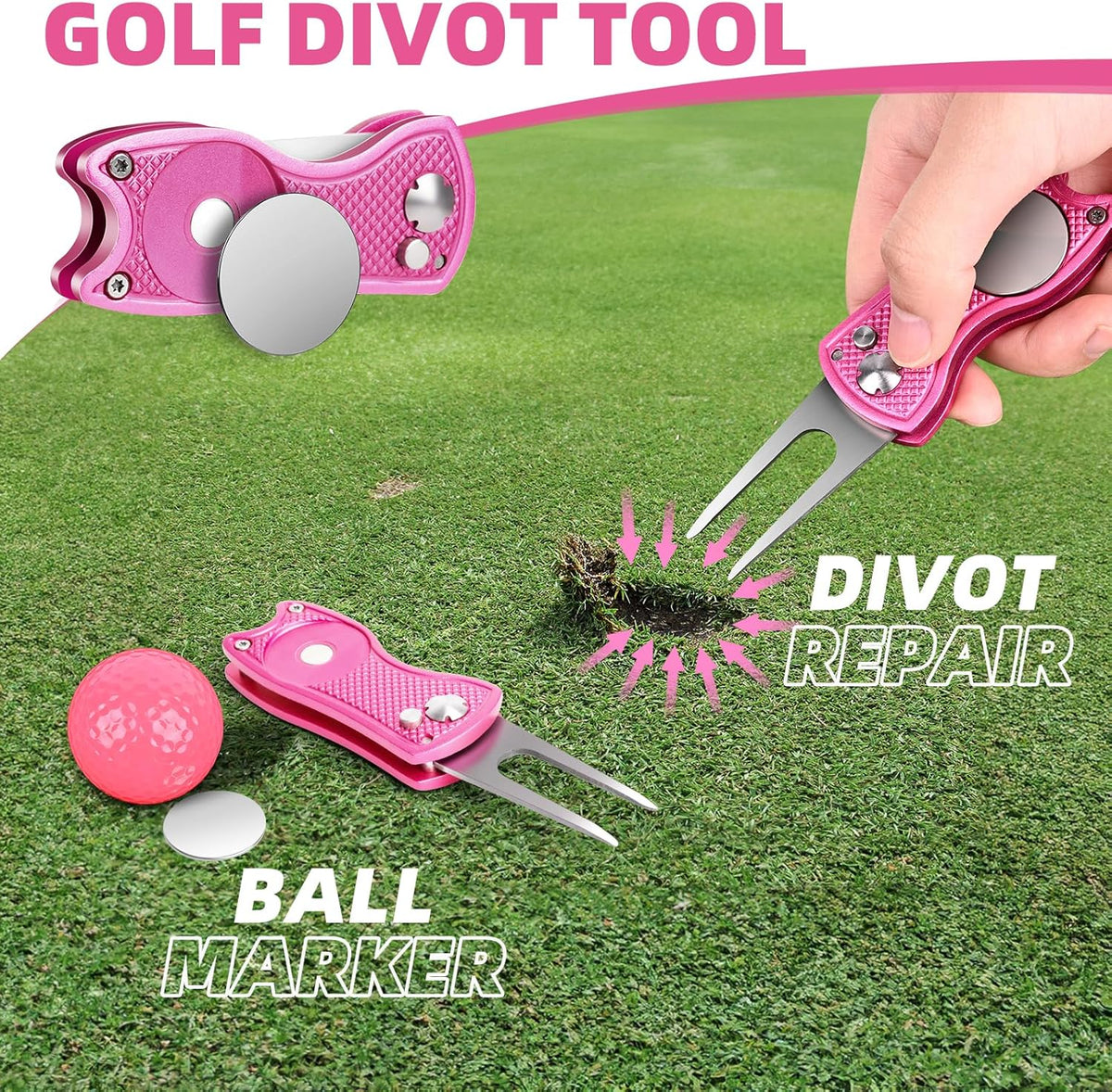 15 Pcs Golf Accessories Kit, Includes Cleaner Brush Towel Tees Golf Ball Bag with Hook Divot Tool with Ball Marker, Golf Essentials Kit for Women Man Gifts