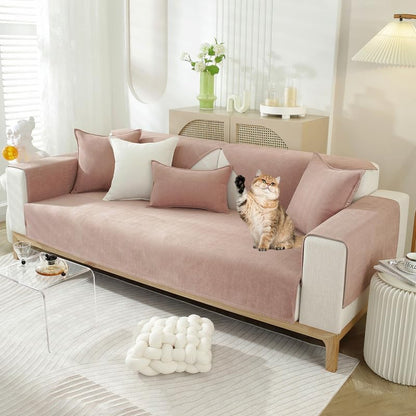 Sectional Couch Cover, Funny Chenille Fuzzy Sofa Slipcover, Anti-Slip Furniture Protector for Pets Kids, L-Shaped Sofa, 3-Cushion Couch, Loveseat, Recliner, Armrest & Backrest (1 Piece)