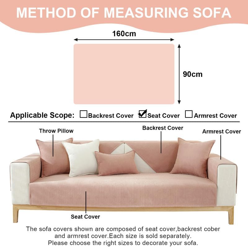 Sectional Couch Cover, Funny Chenille Fuzzy Sofa Slipcover, Anti-Slip Furniture Protector for Pets Kids, L-Shaped Sofa, 3-Cushion Couch, Loveseat, Recliner, Armrest & Backrest (1 Piece)
