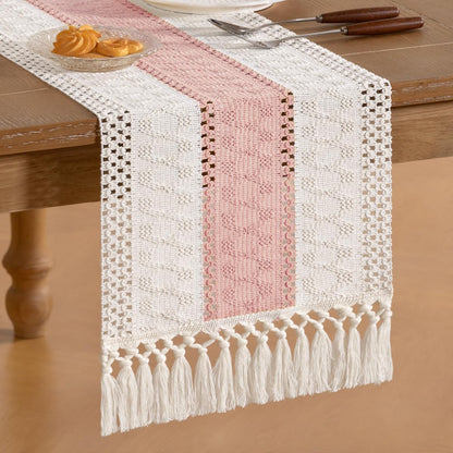 Boho Table Runner Fall Farmhouse Rustic Dining Dresser Scarf Home Decor
