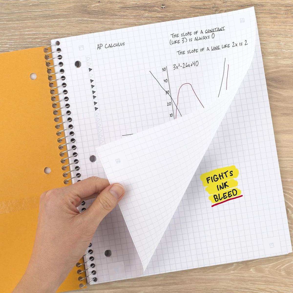 Spiral Notebook + Study App, 5 Subject, College Ruled Paper, 8-1/2" x 11", 200 Sheets, Fights Ink Bleed, Water Resistant Cover, Prom Pink (820004R)