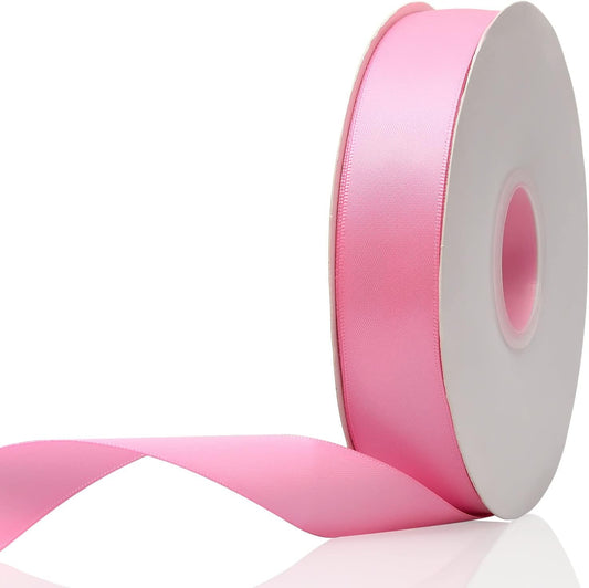 1" x 50 Yards Peach Pink Double Faced Satin Ribbon,Solid Color High Density Fabric Ribbon Rolls,Great for Gift Wrapping,Sewing,Crafts,DIY Bows and Christmas,Wedding,Party Decoration