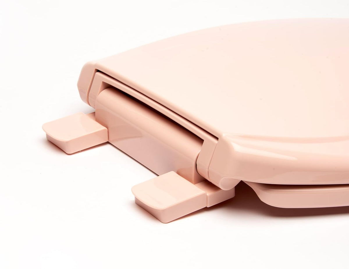 2Q1E6-20 Builder Grade Slow Close Plastic Toilet Seat with Vari Adjust Lok-Down R'N'C Hinge and Quik-Lok Mounting Hardware, Elongated, Venetian Pink