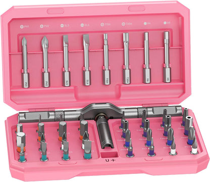 42 in 1 Magnetic Ratcheting Screwdriver Set, T Handle Allen Wrench Set