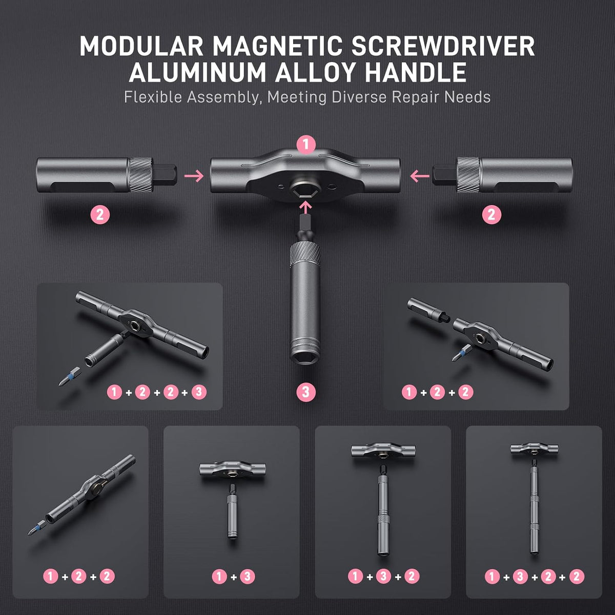 42 in 1 Magnetic Ratcheting Screwdriver Set, T Handle Allen Wrench Set