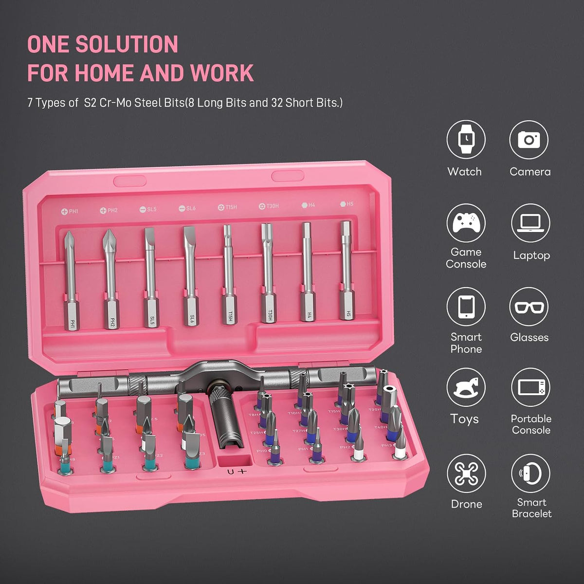 42 in 1 Magnetic Ratcheting Screwdriver Set, T Handle Allen Wrench Set