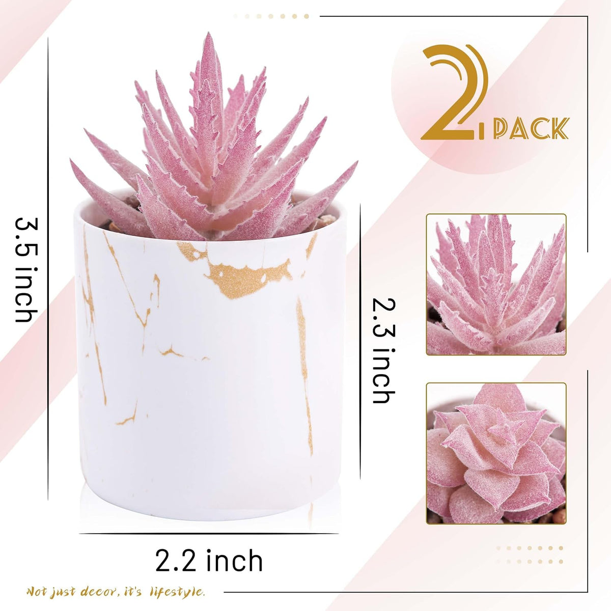 2 Pack Fake Plants Pink Room Decor for Office Desk Accessories