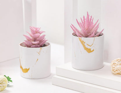 2 Pack Fake Plants Pink Room Decor for Office Desk Accessories