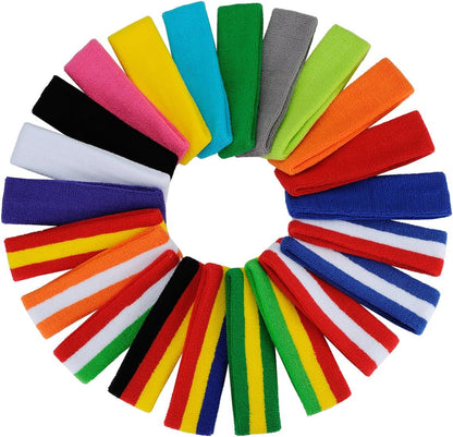 Sweatband Set Sports Headband Wristband Set Sweatbands Terry Cloth Wristband Wrist Sweatband Headbands Moisture Wicking Sweat Absorbing Head Band