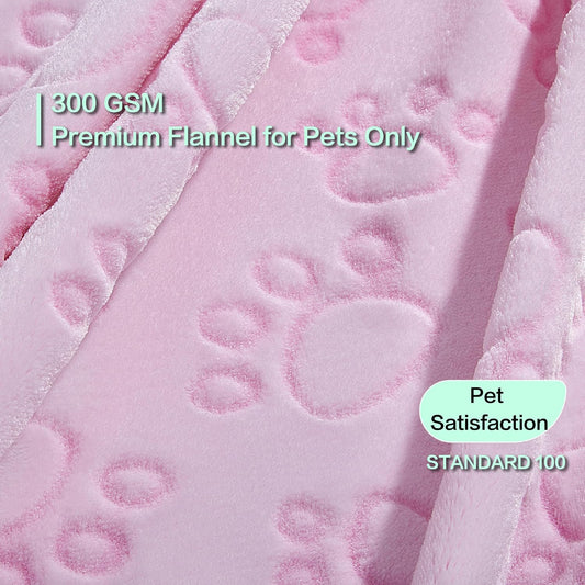 Premium Soft Dog Blanket, with Flannel Pink Cute Paw Print, Cat Blanket Puppy Supplies Dog Products Stuff Essentials(Pink 32x40 inches)