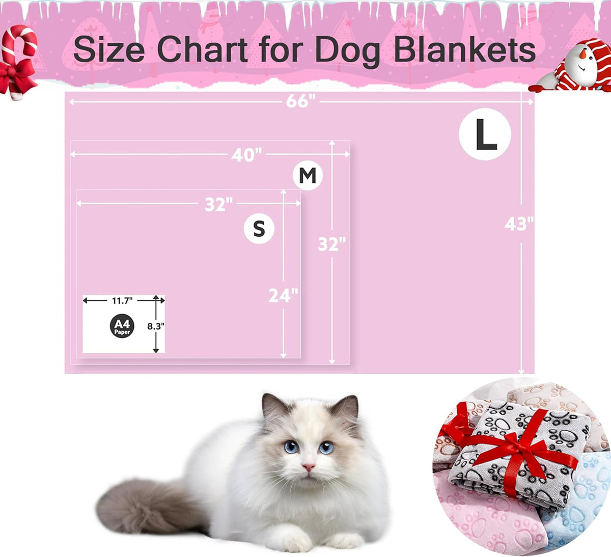 Premium Soft Dog Blanket, with Flannel Pink Cute Paw Print, Cat Blanket Puppy Supplies Dog Products Stuff Essentials(Pink 32x40 inches)