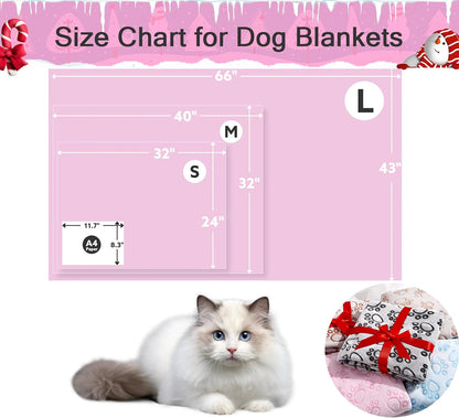 Premium Soft Dog Blanket, with Flannel Pink Cute Paw Print, Cat Blanket Puppy Supplies Dog Products Stuff Essentials(Pink 32x40 inches)