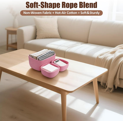 5-Pack Small Woven Rope Storage Baskets, 2 Sizes Organizer Bins