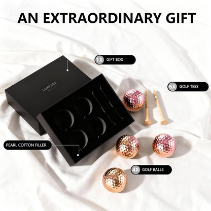 Pink Gold Gradient Laser Golf Balls - 4 Balls Premium Gift Box, Surlyn Cover for Superior Spin & Distance - High Visibility Alignment Aid - Ideal Golf Tournament Prizes, Unique Gifts for Golfers