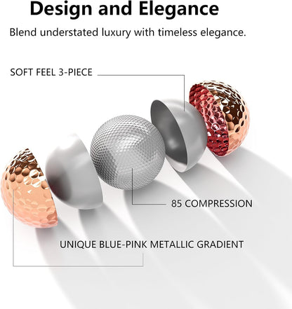 Pink Gold Gradient Laser Golf Balls - 4 Balls Premium Gift Box, Surlyn Cover for Superior Spin & Distance - High Visibility Alignment Aid - Ideal Golf Tournament Prizes, Unique Gifts for Golfers