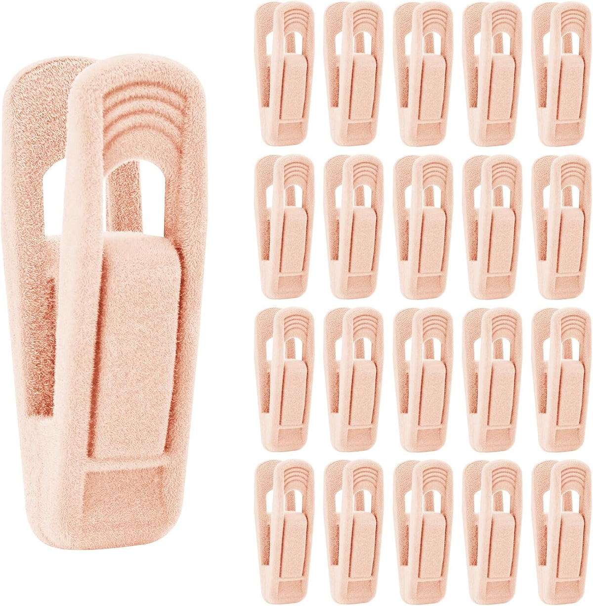 20 Pcs Velvet Hangers Clips, Non-Slip Clothes Hanger Clips Multi-Purpose Hanger Clips Strong Finger Flocked Clips for Pants Skirt Clothes Velvet Hanger (Pink)