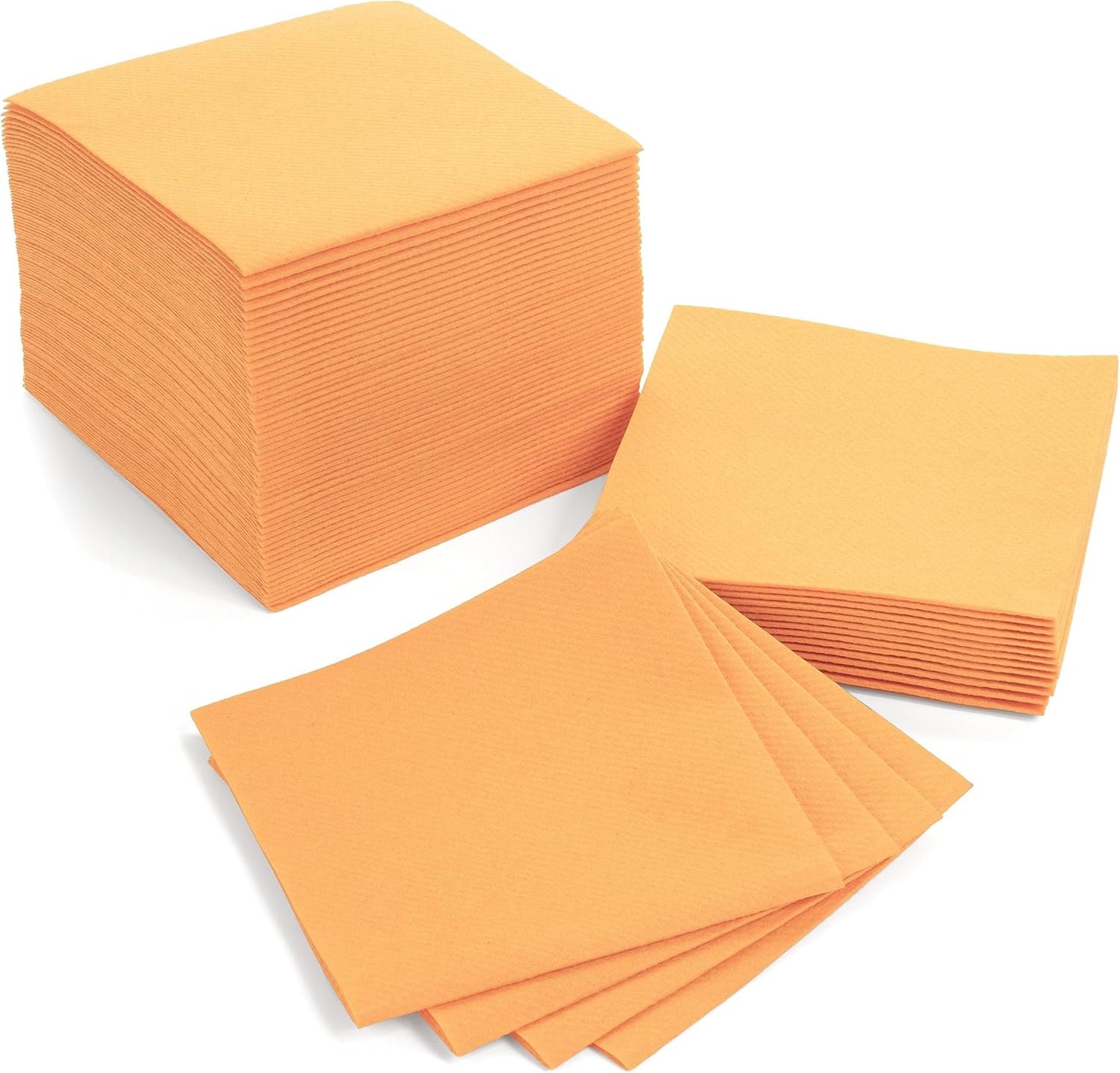 Peach Cocktail Napkins - Premium 4.75"x4.75" Disposable Linen-Like Beverage Napkins - Bulk Square Party Bar Serviettes for Weddings, Parties, Events, and Everyday Use - 100 Count