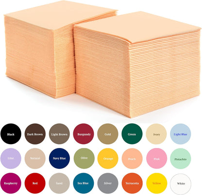 Peach Cocktail Napkins - Premium 4.75"x4.75" Disposable Linen-Like Beverage Napkins - Bulk Square Party Bar Serviettes for Weddings, Parties, Events, and Everyday Use - 100 Count