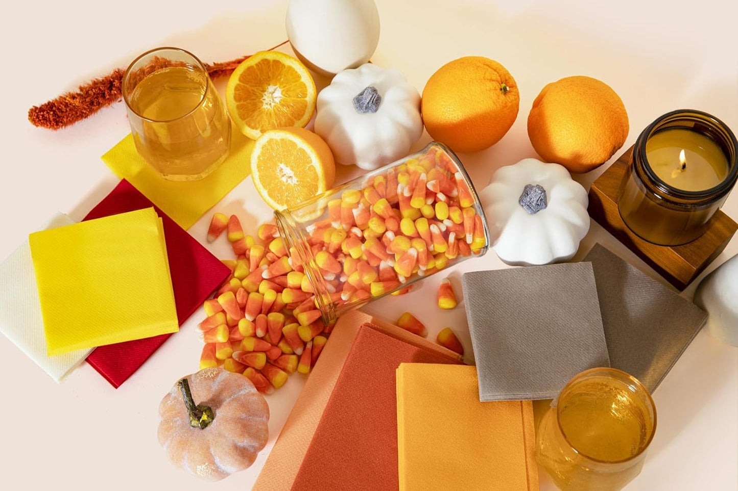 Peach Cocktail Napkins - Premium 4.75"x4.75" Disposable Linen-Like Beverage Napkins - Bulk Square Party Bar Serviettes for Weddings, Parties, Events, and Everyday Use - 100 Count
