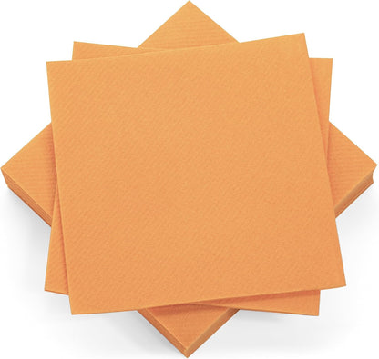 Peach Cocktail Napkins - Premium 4.75"x4.75" Disposable Linen-Like Beverage Napkins - Bulk Square Party Bar Serviettes for Weddings, Parties, Events, and Everyday Use - 100 Count