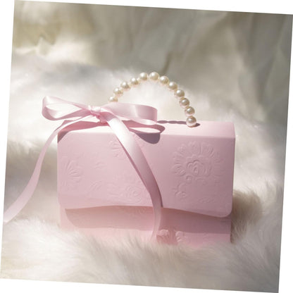 PACKOVE Boxes Set 2 Pieces Pink Floral Sweet Wrapping Boxes Small and Medium Paper Present Wrappers with Pearl Chain for Wedding Party Favor Packaging and Decoration