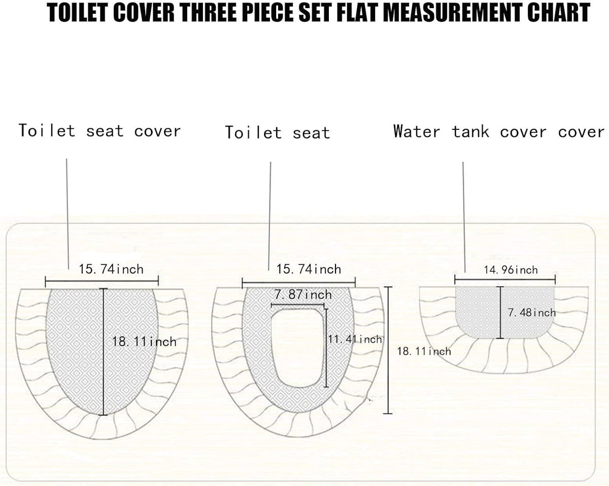 Soft Lace Toilet Lid Tank Seat Top Cover 3 Piece Set Toilet Seat Cover Set 3 Piece with Storage Bags Toilet Lid Cover Set for Bathroom (Pink)
