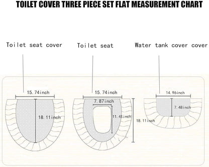 Soft Lace Toilet Lid Tank Seat Top Cover 3 Piece Set Toilet Seat Cover Set 3 Piece with Storage Bags Toilet Lid Cover Set for Bathroom (Pink)
