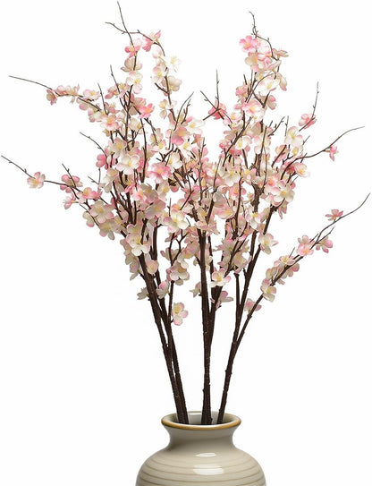 Artificial Cherry Blossom Branches for Vase Faux Cherry Blossom Stems Long Stem Artificial Flowers for Tall Vase (5, Pink)