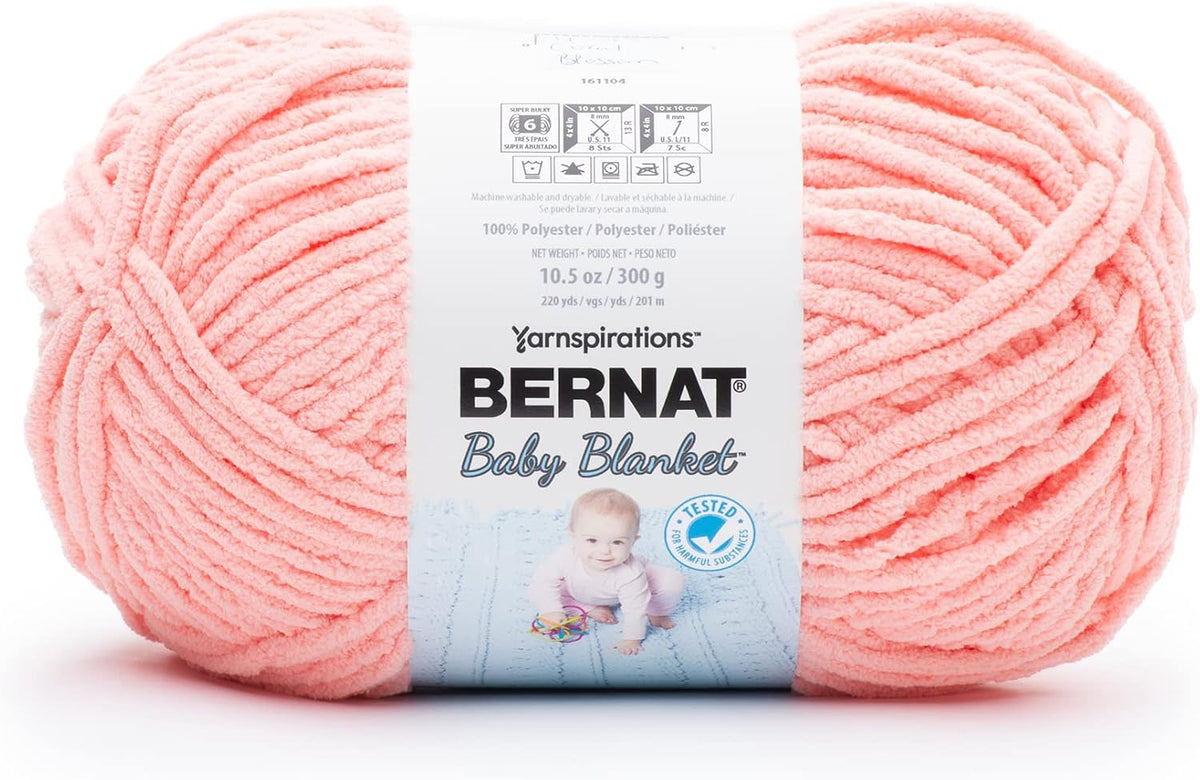 BABY BLANKET BB Coral Blossom Yarn - 1 Pack of 10.5oz/300g - Polyester - #6 Super Bulky - 220 Yards - Knitting/Crochet