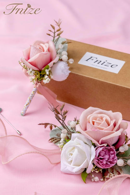 Pink Corsage and Boutonniere Set for Prom Homecoming Wedding Flower