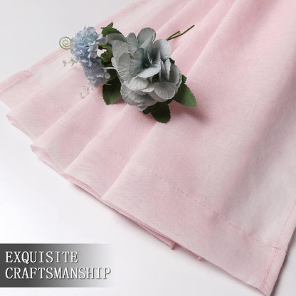 Sheer Valance Linen Textured Bedroom Valance Curtains Sheer Light Filtering Rod Pocket Voile Curtain Valances for Living Room, 54 x 16 inches Long, Pink, Set of 1 Panel