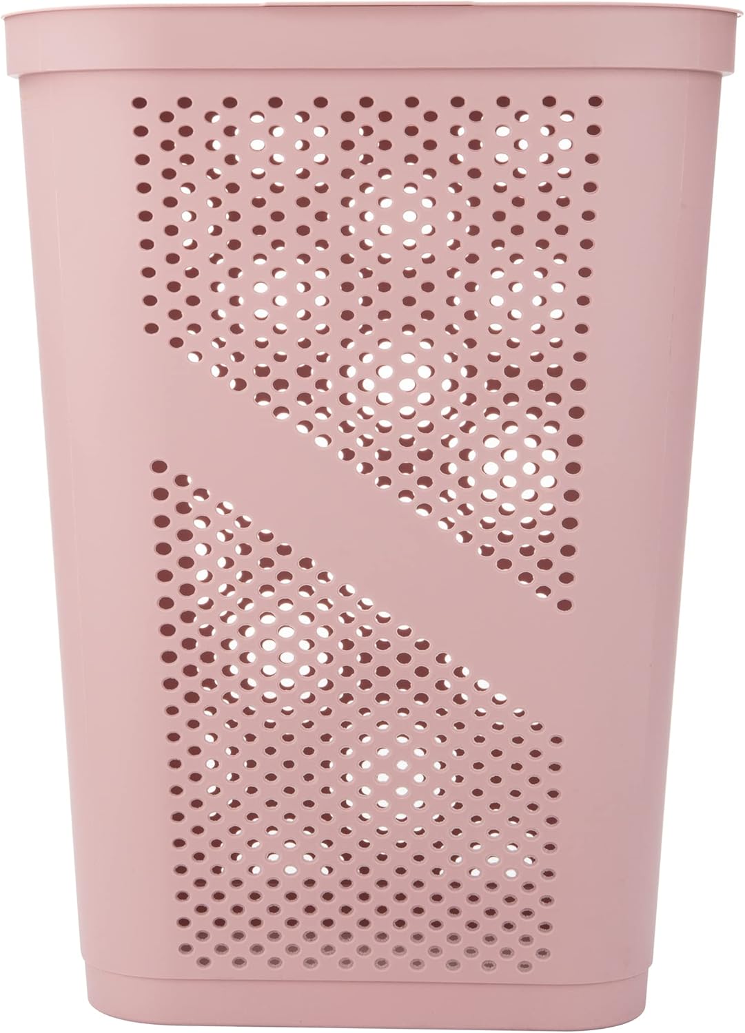 Slim Laundry Hamper with Lid, 60L Clothes Basket, Ventilated Plastic, Pink