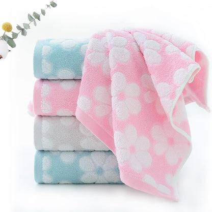 Floral Cotton Hand Towels Set of 4 for Bathroom (Pink)