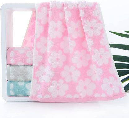 Floral Cotton Hand Towels Set of 4 for Bathroom (Pink)
