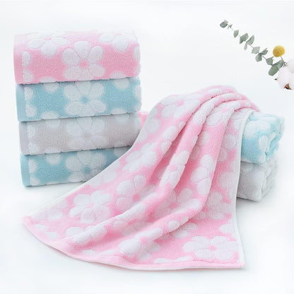 Floral Cotton Hand Towels Set of 4 for Bathroom (Pink)